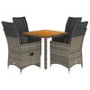 vidaXL Set comedor de jard&iacute;n 5 piezas con cojines rat&aacute;n sint&eacute;tico gris