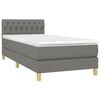 vidaXL Cama box spring con colch&oacute;n y LED tela gris oscuro 90x200 cm