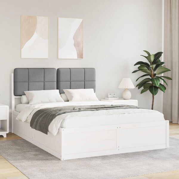 vidaXL Estructura de Cama con Cabecera Tapizada Gris Claro