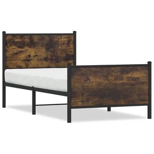 vidaXL Estructura de cama sin colch&oacute;n metal roble ahumado 75x190 cm