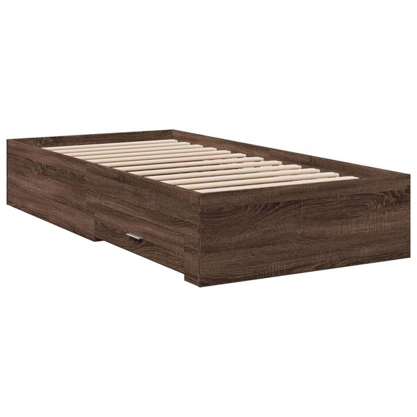vidaXL Cama con cajones madera de ingeniería marrón roble 75x190 cm