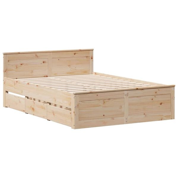 vidaXL Cama con cabecero sin colch&oacute;n madera maciza de pino 160x200 cm