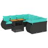 vidaXL Set de sof&aacute;s de jard&iacute;n con cojines 9 pzas rat&aacute;n sint&eacute;tico negro