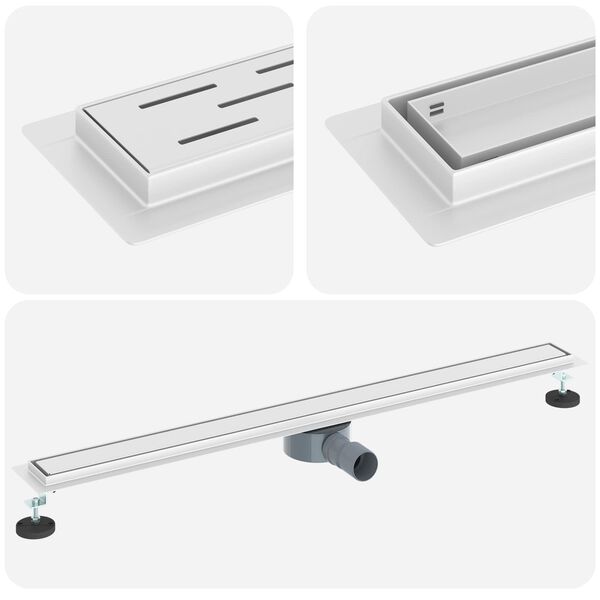 vidaXL Desag&uuml;e de ducha 2 en 1 con sif&oacute;n de 360&deg; Plateado 100 cm