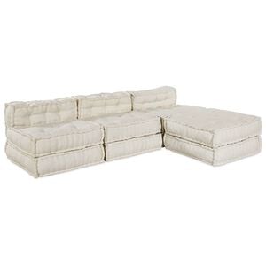 vidaXL Unidad de Sof&aacute; Modular Tela Crema 210 x 140 x 56 cm