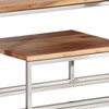 vidaXL Mesa consola acero inoxidable plateado y madera maciza acacia