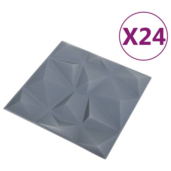 vidaXL Paneles de pared 24 pcs Gris Diamante 50 x 50 cm Espuma XPS
