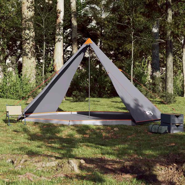 vidaXL Tienda familiar tipi para 8 personas impermeable gris naranja