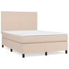 vidaXL Cama box spring con colchón cuero sintético capuchino 140x200cm