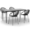 vidaXL Juego de comedor de jard&iacute;n 5 piezas rat&aacute;n PVC negro