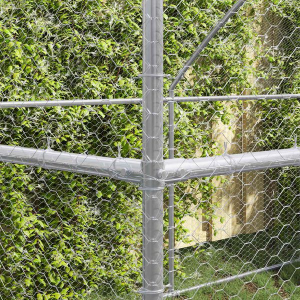 vidaXL Jaula para pollos 3 pcs Plateado 600 x 200 x 200 cm acero y PE