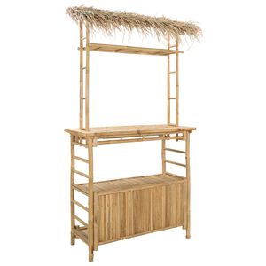 vidaXL Mesa de Bar Exterior Natural 110 x 50 x 209 cm Bamb&uacute;