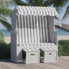 vidaXL Silla playa Strandkorb dosel rat&aacute;n sint&eacute;tico madera gris blanco