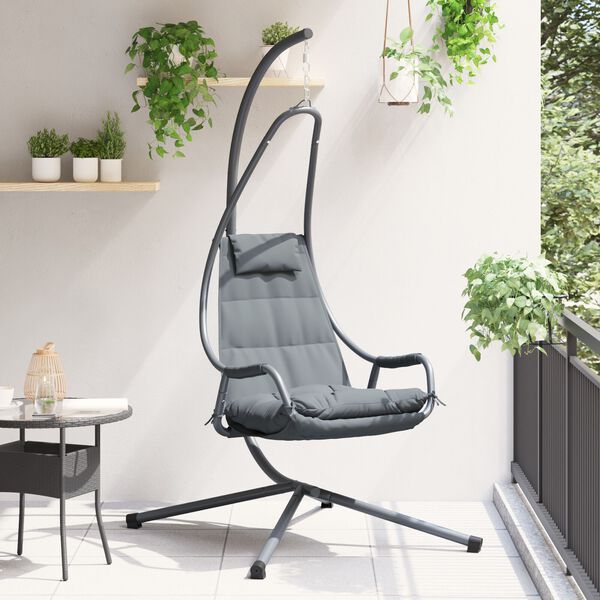 vidaXL Silla huevo colgante Manual Antracita 94 x 107 x 196.5 cm Acero
