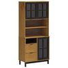 vidaXL Aparador alto con puertas vidrio FLAM madera pino 80x40x180 cm