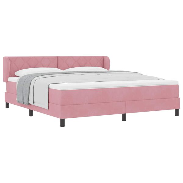 vidaXL Cama tipo Box Spring con colch&oacute;n Rosa 180 x 200 cm Terciopelo