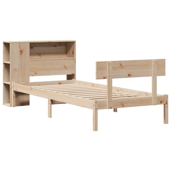 vidaXL Cama con estantería sin colchón madera maciza de pino 90x200 cm