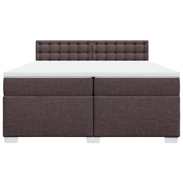 vidaXL Cama box spring con colch&oacute;n tela marr&oacute;n oscuro 200x200 cm