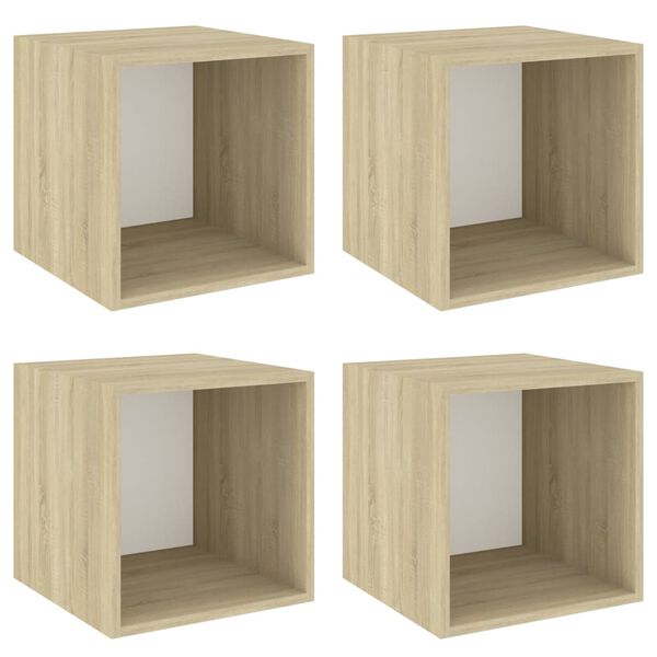vidaXL Armario pared 4 ud madera contrachapada blanco roble 37x37x37cm