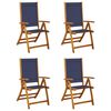 vidaXL Sillas plegables, 4 unidades, madera maciza de acacia y textilene.