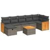 vidaXL Set de sof&aacute;s de jard&iacute;n y cojines 8 piezas rat&aacute;n sint&eacute;tico gris