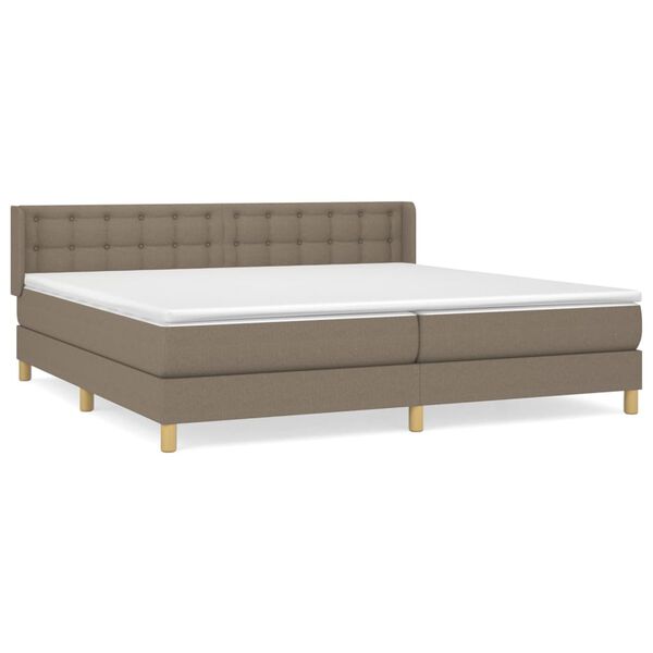 vidaXL Cama box spring con colch&oacute;n tela gris taupe 200x200 cm