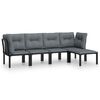 vidaXL Juego de muebles de jard&iacute;n 5 pzas rat&aacute;n sint&eacute;tico negro y gris