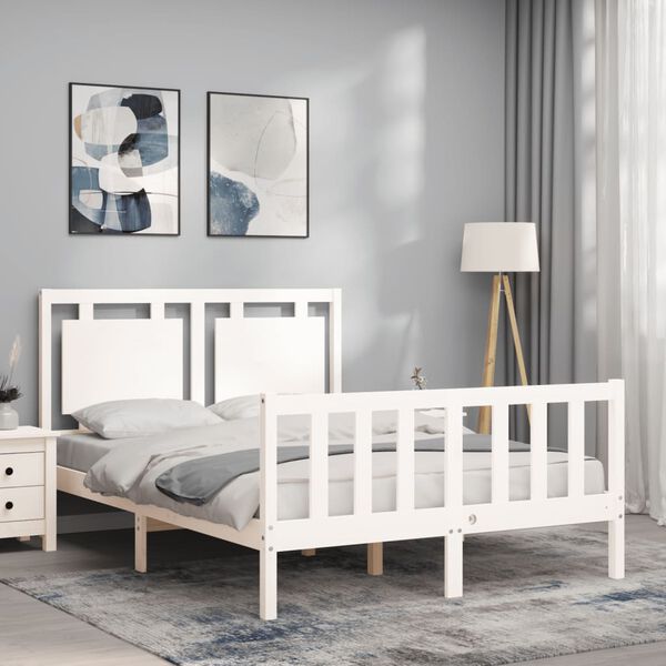 vidaXL Estructura de cama sin colch&oacute;n madera de pino blanca 140x200 cm