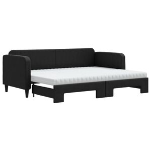 vidaXL Sof&aacute; cama nido con colch&oacute;n tela negro 80x200 cm