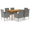 vidaXL Juego de comedor para jard&iacute;n de 7 piezas gris