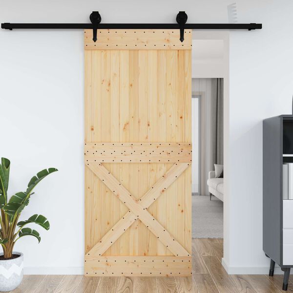 vidaXL Puerta NARVIK Natural 100 x 210 cm Madera de Pino S&oacute;lido