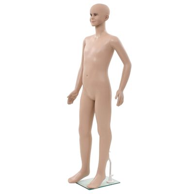 vidaXL Maniquí de niño de cuerpo completo base de vidrio beige 140 cm