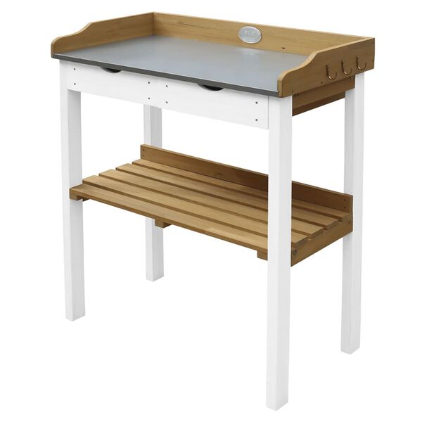 AXI Mesa para macetas con 2 cajones marr&oacute;n y blanco