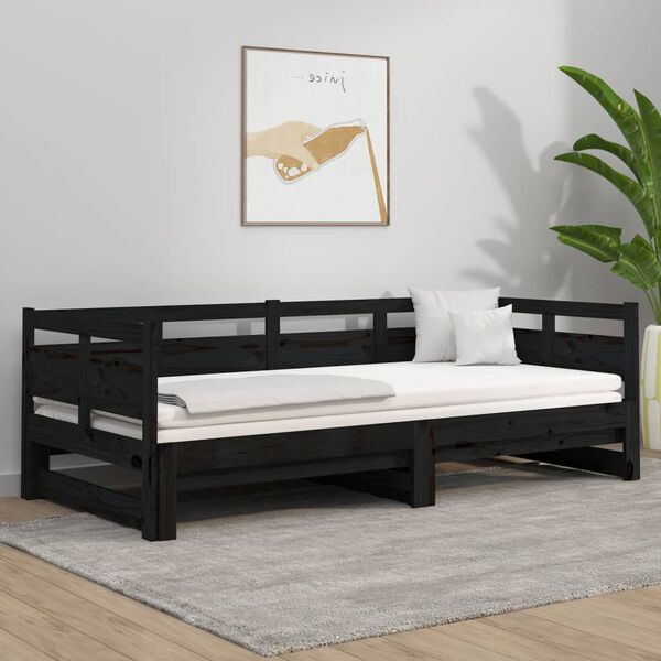 vidaXL Sof&aacute; cama extra&iacute;ble sin colch&oacute;n negro 2x(90x190) cm