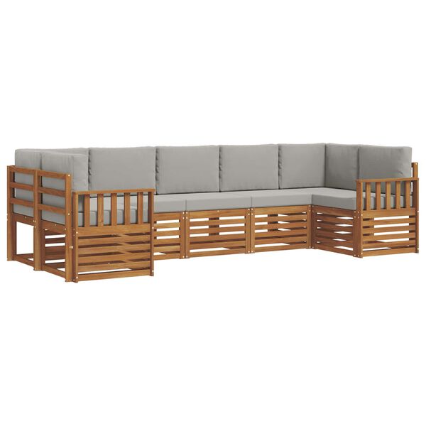 vidaXL Juegos de sof&aacute;s con coj&iacute;n 7 pcs Gris Natural y Claro