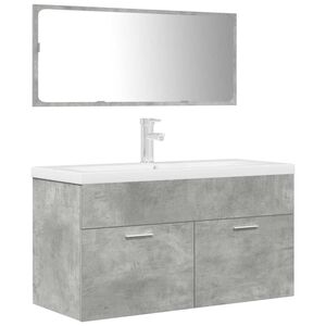 vidaXL Set muebles de ba&ntilde;o 2 piezas madera contrachapada gris hormig&oacute;n