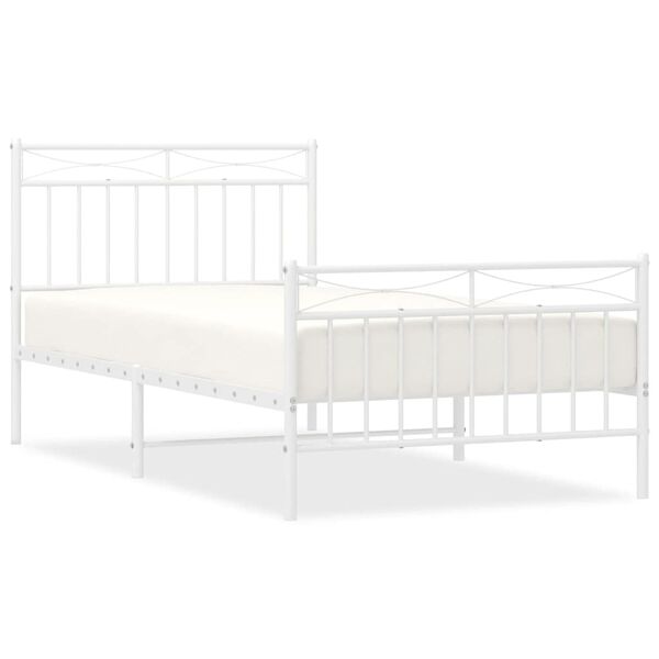 vidaXL Estructura cama sin colchón con estribo metal blanco 100x190 cm