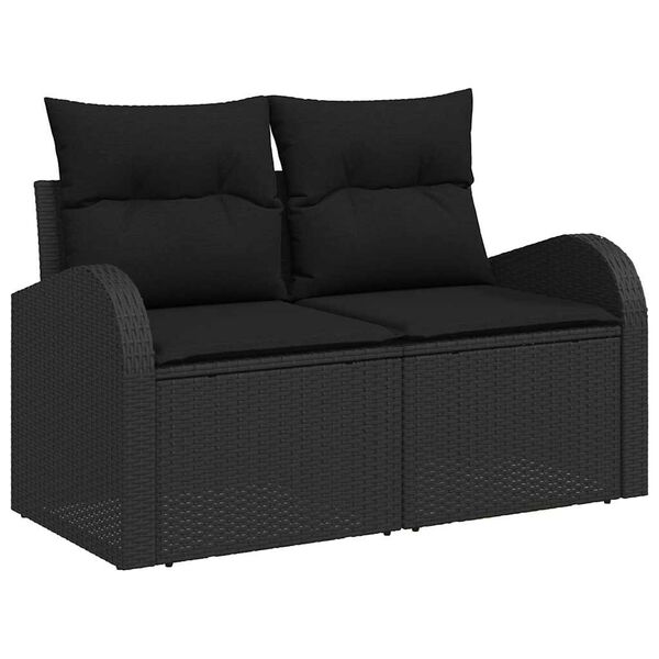 vidaXL Conjunto de sof&aacute; de jard&iacute;n 10 pcs Negro Polirat&aacute;n