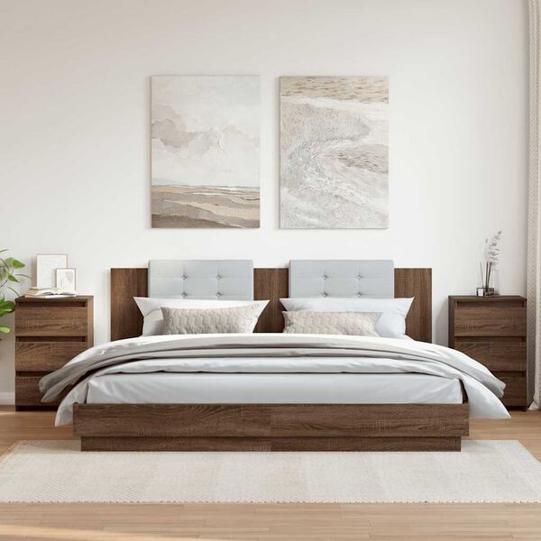 vidaXL Mesitas de noche 2 uds contrachapado roble marr&oacute;n 40x35x62,5 cm