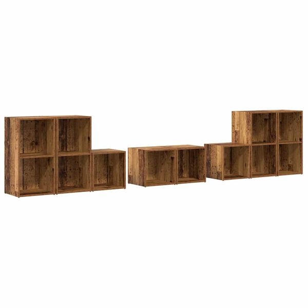 vidaXL Juego de muebles de TV 8 pcs Madera Vieja Madera contrachapada