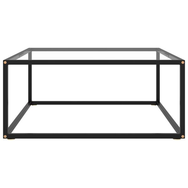 vidaXL Mesa de centro negra con vidrio templado 80x80x35 cm