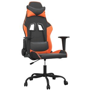 vidaXL Silla gaming de masaje cuero sint&eacute;tico negro y naranja