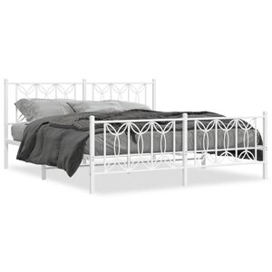 vidaXL Estructura cama sin colchón con estribo metal blanco 180x200 cm