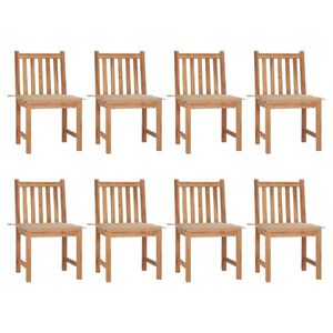 vidaXL Sillas de jard&iacute;n 8 unidades madera maciza de teca con cojines