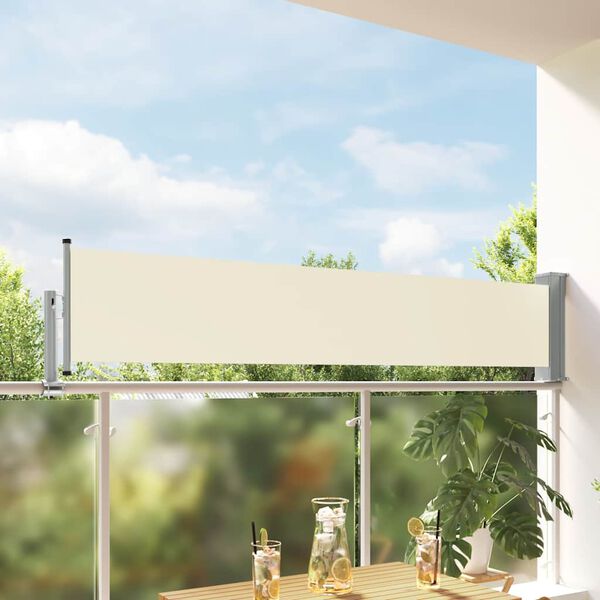vidaXL Toldo lateral retr&aacute;ctil de jard&iacute;n color crema 60x300 cm