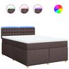 vidaXL Cama box spring con colch&oacute;n tela marr&oacute;n oscuro 140x200 cm