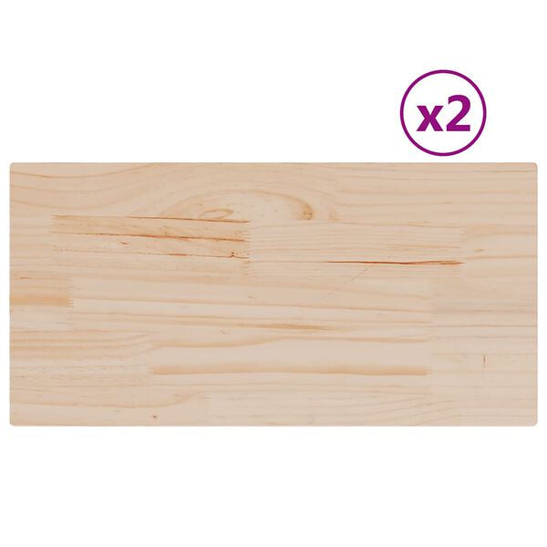 vidaXL Tablero de mesa rectangular 2 uds madera de pino 70x35x1,7 cm