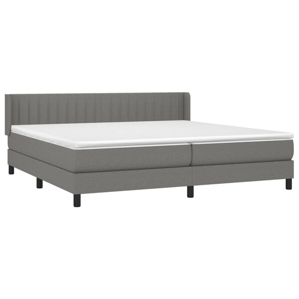 vidaXL Cama box spring con colch&oacute;n tela gris oscuro 200x200 cm