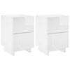 vidaXL Mesa de noche 2 uds. Blanco Brillante 33,5 x 34,5 x 50 cm