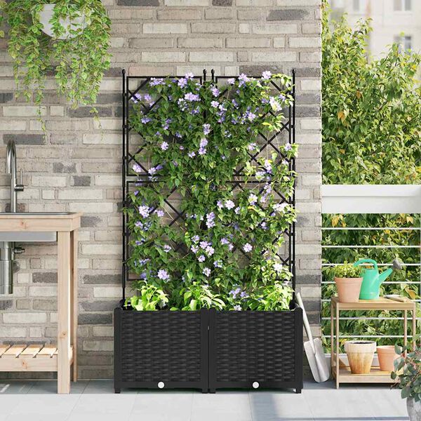 vidaXL Macetero de Jard&iacute;n 2 pcs Negro 80 x 40 x 143 cm Acero